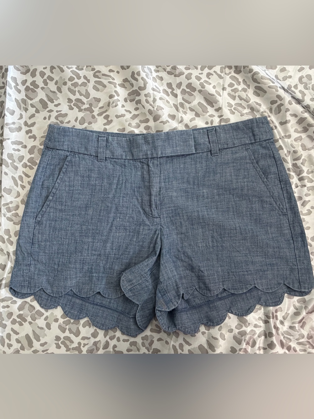 J. Crew Scallop Hem Chambray Women’s Shorts - Blue